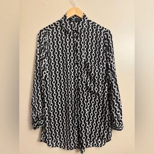 Zara Monochrome  Milk White Chain Print Blouse